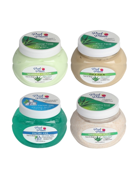 

Pink Plums Pack Of 4 Facial Kit, Green