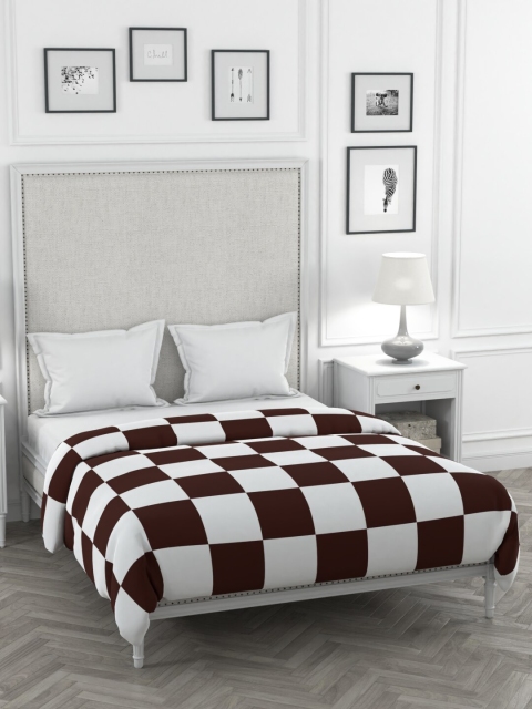 

HAPPY HUES Brown & White Checked AC Room 150 GSM Double Bed Comforter