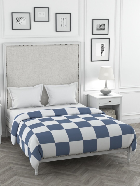 

HAPPY HUES Blue & White Checked AC Room 150 GSM Double Bed Comforter
