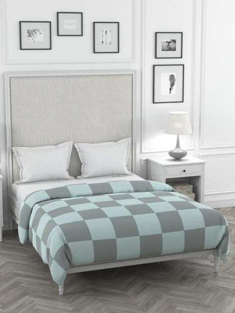 

HAPPY HUES Grey & Blue Geometric AC Room 150 GSM Double Bed Comforter