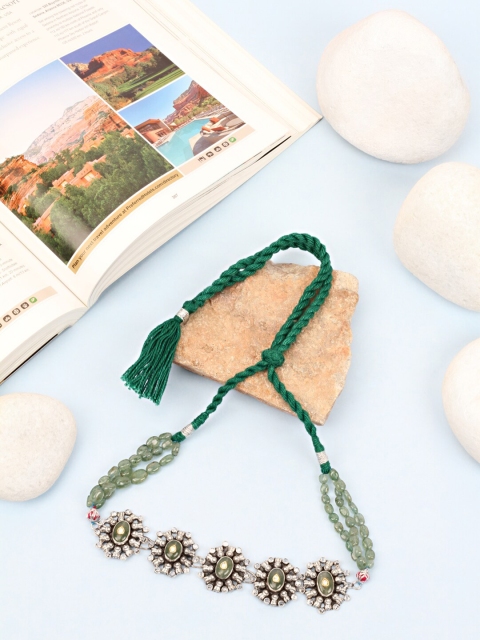 

SANGEETA BOOCHRA Women Silver-Toned & Green Silver Handcrafted Necklace
