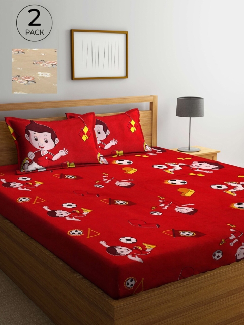 

Arrabi Set Of 2 Multicoloured Printed 300 TC King Bedsheet With 4 Pillow Covers, Multi