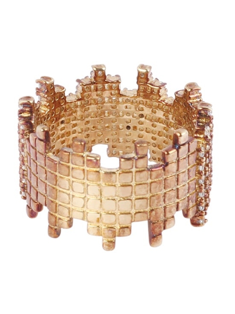 

SANGEETA BOOCHRA Women Silver Rose Gold-Plated Cubic Zirconia-Studded Finger Ring