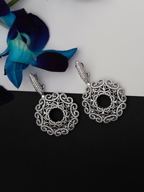 

SANGEETA BOOCHRA Silver-Toned Contemporary Drop Earrings