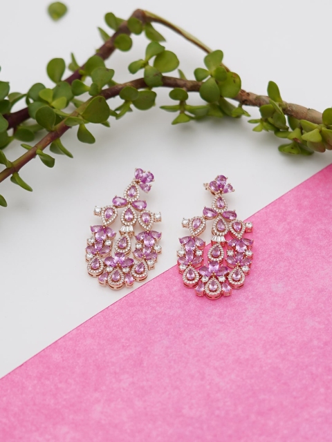 

SANGEETA BOOCHRA Rose Gold & Lavender Contemporary Drop Earrings
