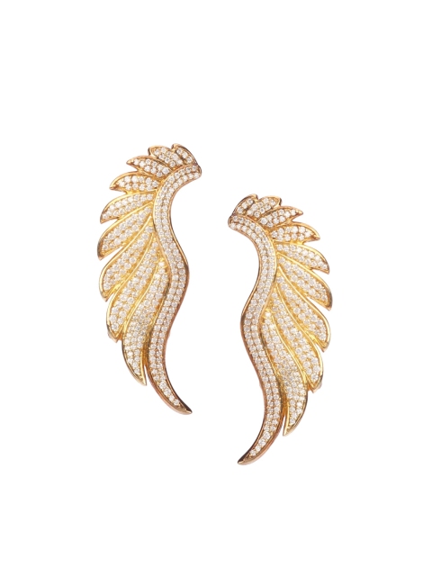 

SANGEETA BOOCHRA Gold-Toned & White Contemporary Handcrafted Studs Earrings