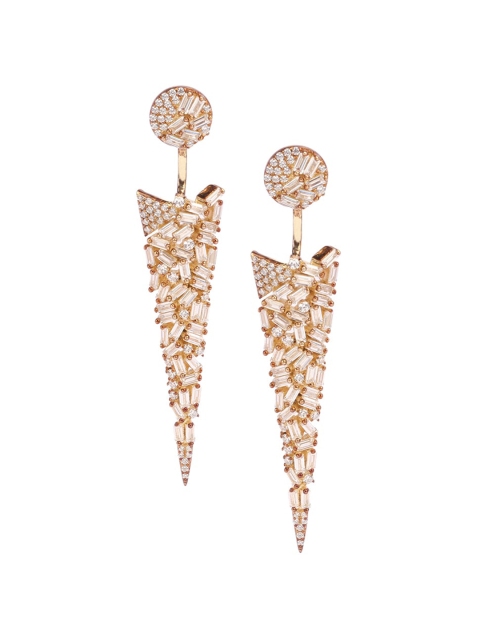 

SANGEETA BOOCHRA Gold-Toned & White Contemporary Drop Earrings