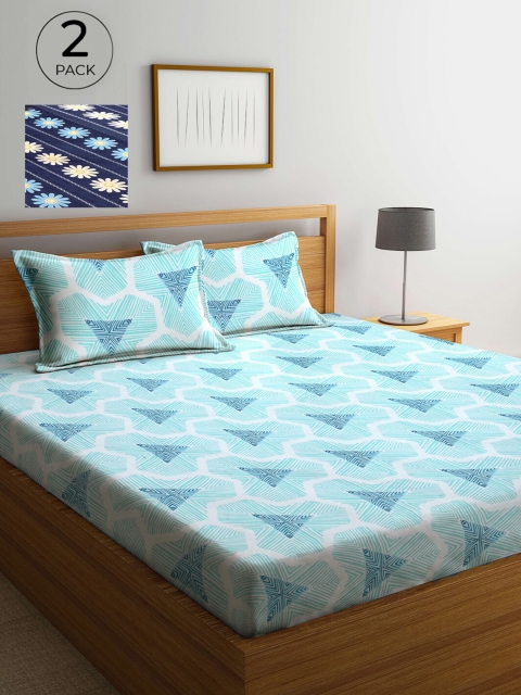 

Arrabi Set Of 2 Multicoloured Printed 300 TC King Bedsheet With 4 Pillow Covers, Multi