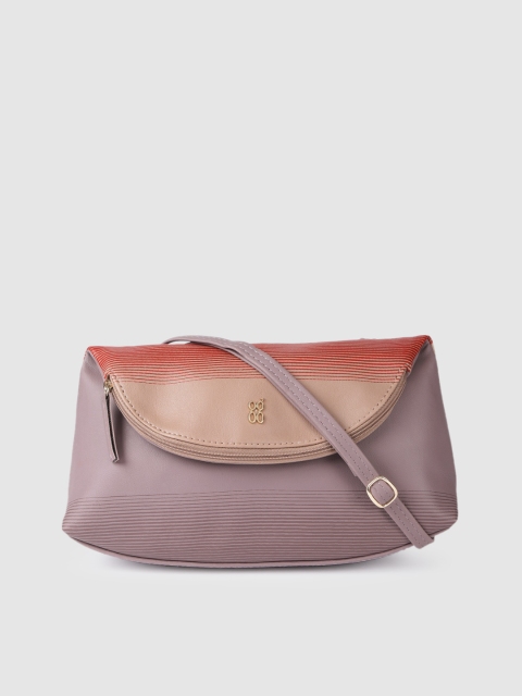 

Baggit Women Purple & Beige Colourblocked Printed Sling Bag