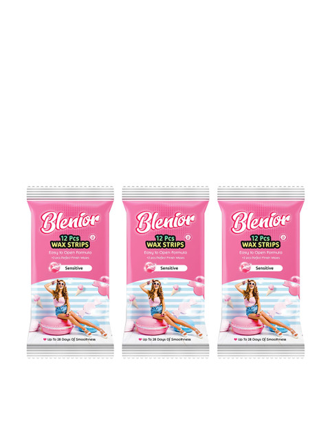 

Blenior Pack Of 3 Body Wax Strips - Sensitive, Pink