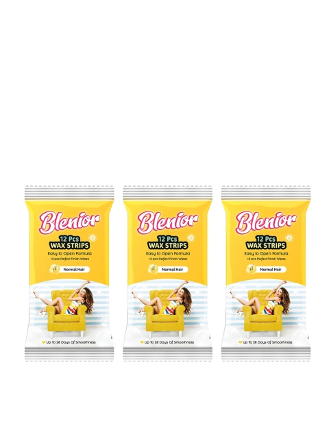 

Blenior Pack of 3 Body Wax Strips Normal Hair - 12 Strips each, Yellow