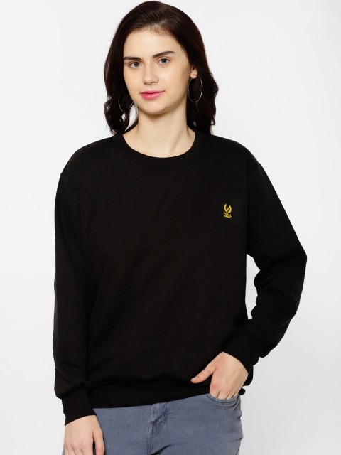 

VIMAL JONNEY Women Black Solid Pullover Sweatshirt