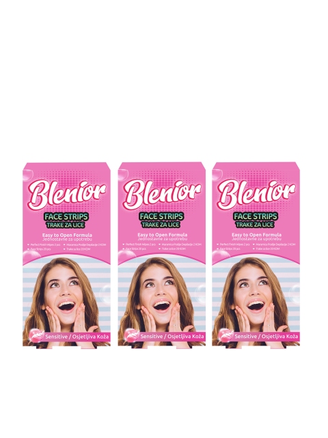 

Blenior Pack of 3 Face Strips - Sensitive - 20 Strips, Pink