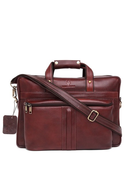 

WildHorn Men Maroon Genuine Leather Laptop Bag