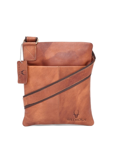 

WildHorn Men Tan Textured Genuine Leather Messenger Bag