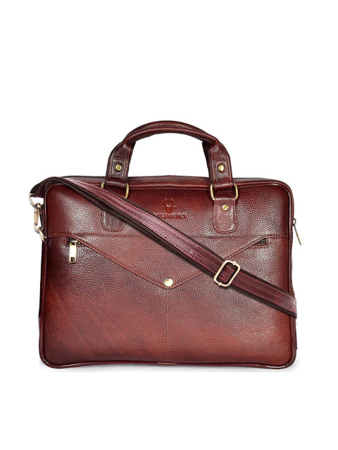 

WildHorn Men Maroon Genuine Leather Laptop Bag