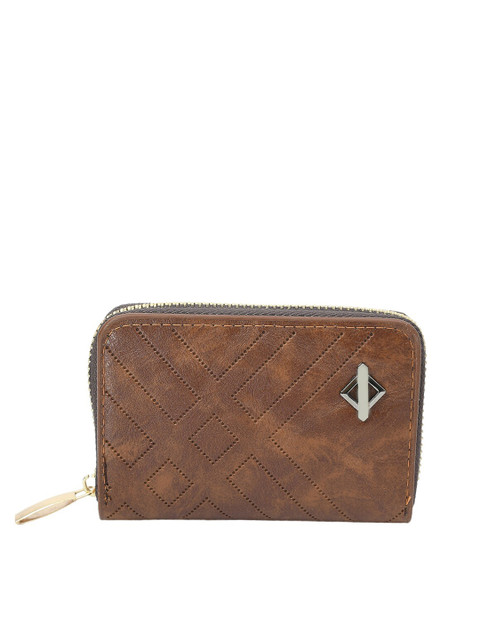 

Kastner Women Brown Textured Zip Around Wallet