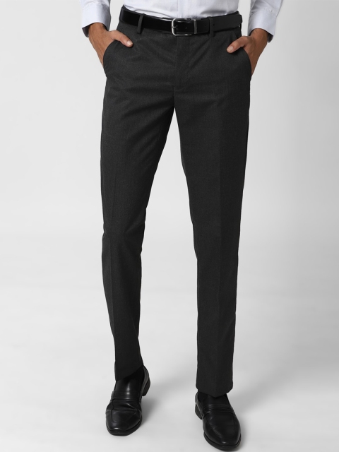 

Peter England Men Black Textured Slim Fit Formal Trousers
