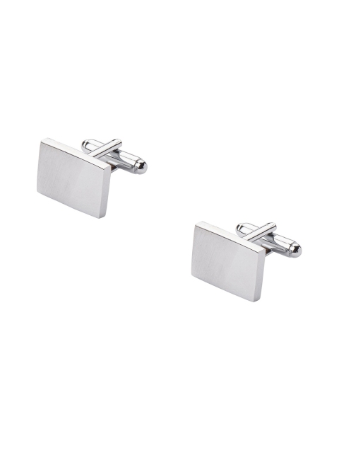

The Tie Hub Silver-Toned Rectangular Plaid Cufflink