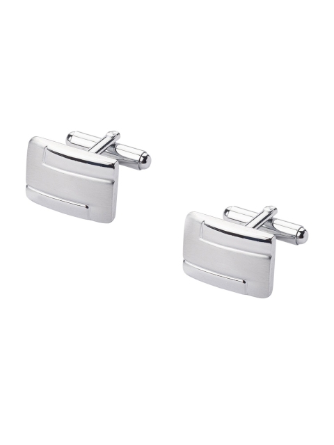 

The Tie Hub Silver-Toned Rectangular Lines Cufflink