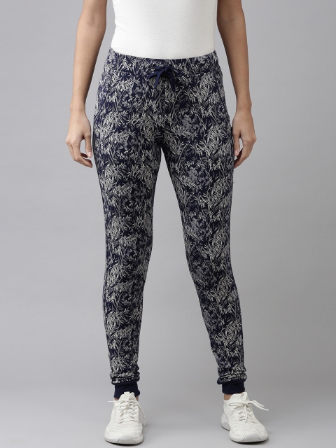 

Van Heusen Women Navy-Blue And White Tropical Printed Regular Joggers ILPY1ATPBLPR66301