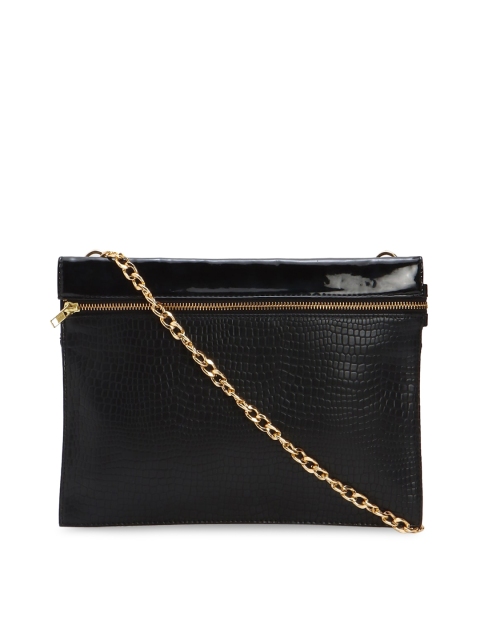 

FOREVER 21 Women Black Animal Textured PU Structured Sling Bag