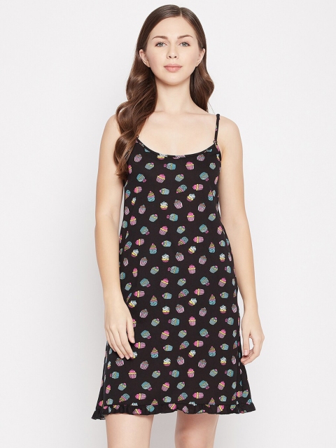 

Clovia Black Printed Nightdress