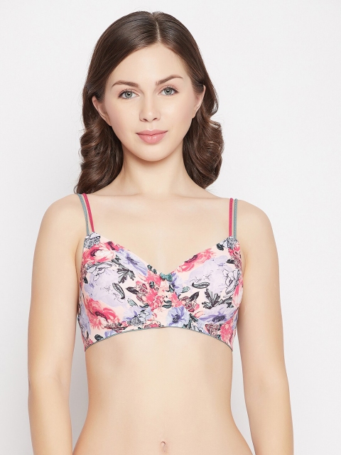 

Clovia Multicoloured Floral T-shirt Bra Lightly Padded, Multi