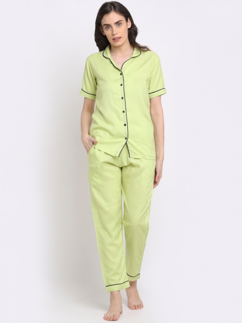 

NEUDIS Women Green & Black Night suit
