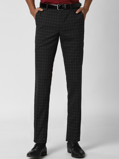 

Peter England Men Black Checked Slim Fit Formal Trousers