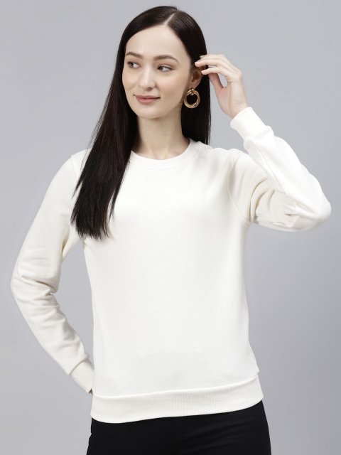 

Marks & Spencer Women White Cotton Solid Sweatshirt