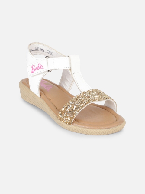 

Kids Ville Girls White Barbie Embellished Open Toe Flats
