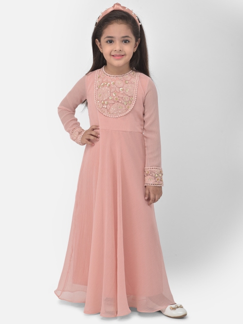 

Eavan Peach-Coloured Embellished Chiffon Maxi Dress