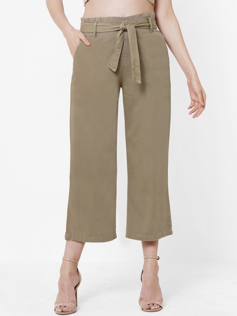 

Kraus Jeans Women Brown Loose Fit High-Rise Culottes Cotton Trousers