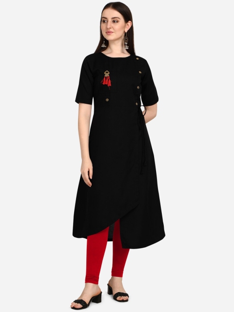 

OM SAI LATEST CREATION Women Black A-Line Kurta