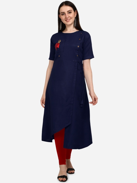 

OM SAI LATEST CREATION Women Blue A-Line Kurta