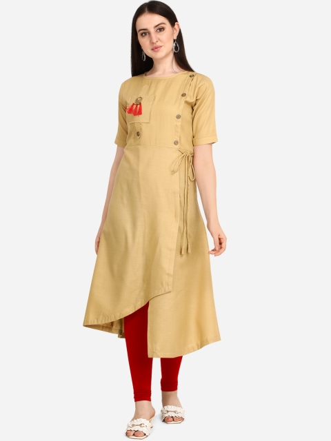 

OM SAI LATEST CREATION Women Beige A-Line Kurta