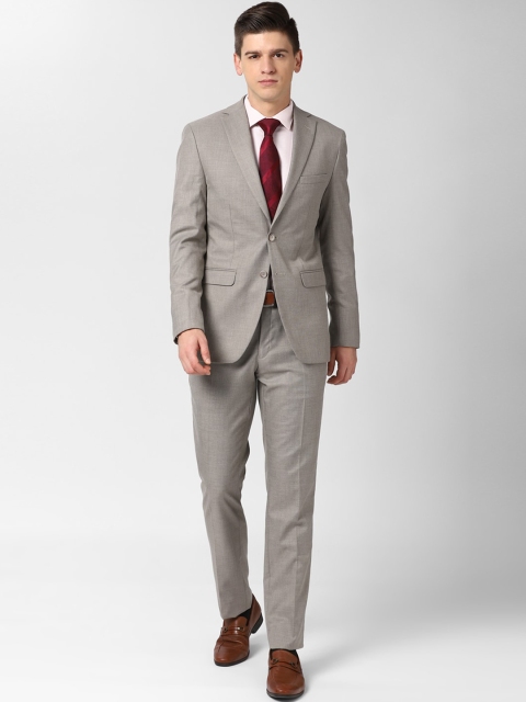

Peter England Elite Men Grey Solid Single-Breasted Formal Suits