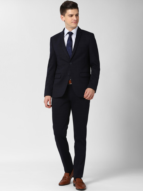 

Peter England Elite Men Navy Blue Solid Slim-Fit Single-Breasted Two-Piece Formal Suit