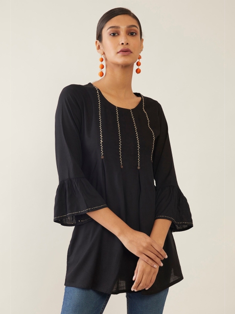 

Soch Black Viscose Rayon Tunic