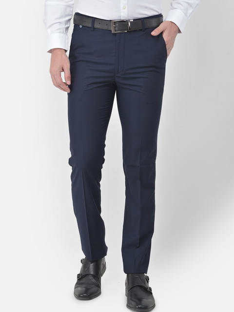 

Canary London Men Navy Blue Slim Fit Formal Trousers