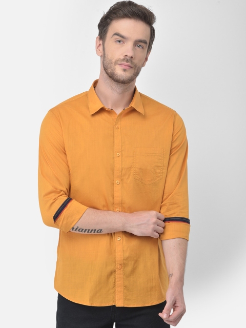 

Canary London Men Mustard Slim Fit Opaque Casual Shirt