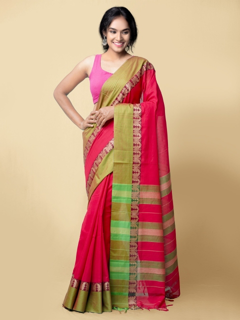 

Unnati Silks Red & Green Pure Cotton Sustainable Narayan Peth Saree