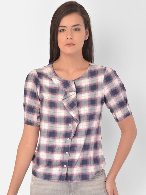 

Latin Quarters Women Pink Checked Shirt Style Top