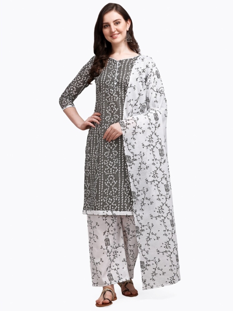 

Satrani Grey & White Printed Pure Cotton Unstitched Dress Material