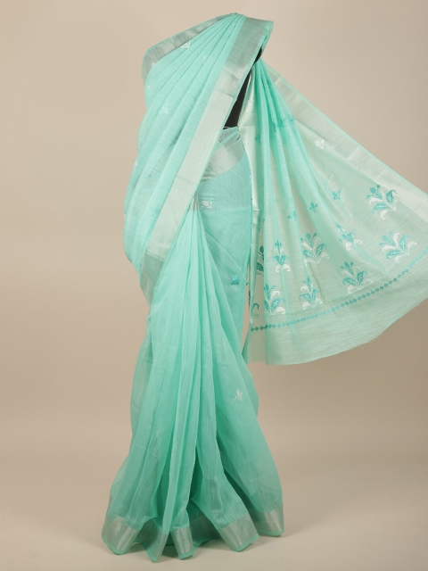 

Pothys Green & White Floral Embroidered Saree