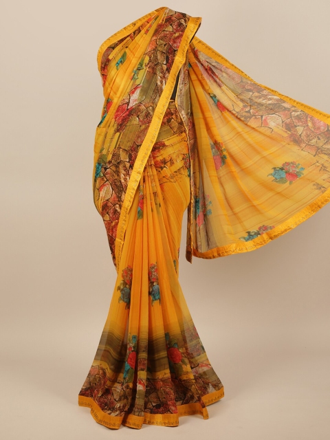 

Pothys Yellow & Pink Printed Saree