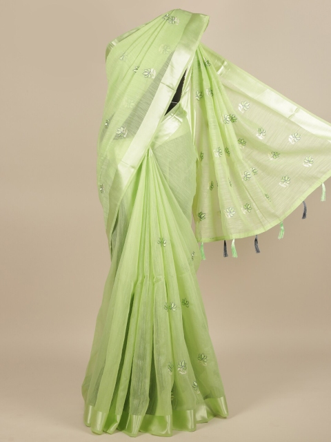 

Pothys Green Floral Embroidered Saree