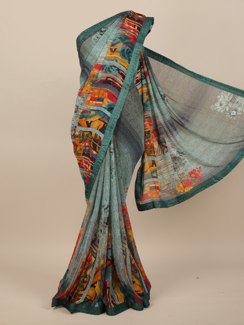 

Pothys Green & Orange Printed Saree