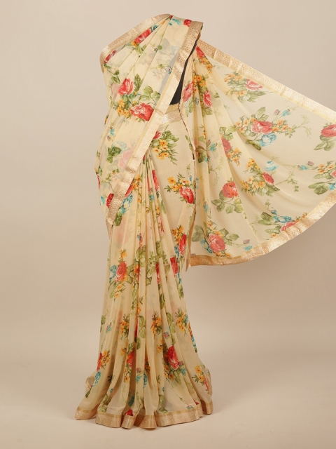

Pothys Beige & Red Floral Printed Saree